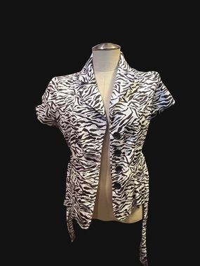 vintage first option Black & White Zebra Print Short Sleeve Blazer
